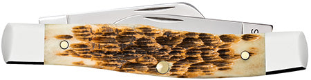 CASE 00079 AMBER BONE PEACH SEED JIG MEDIUM STOCKMAN