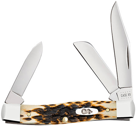 CASE 00079 AMBER BONE PEACH SEED JIG MEDIUM STOCKMAN