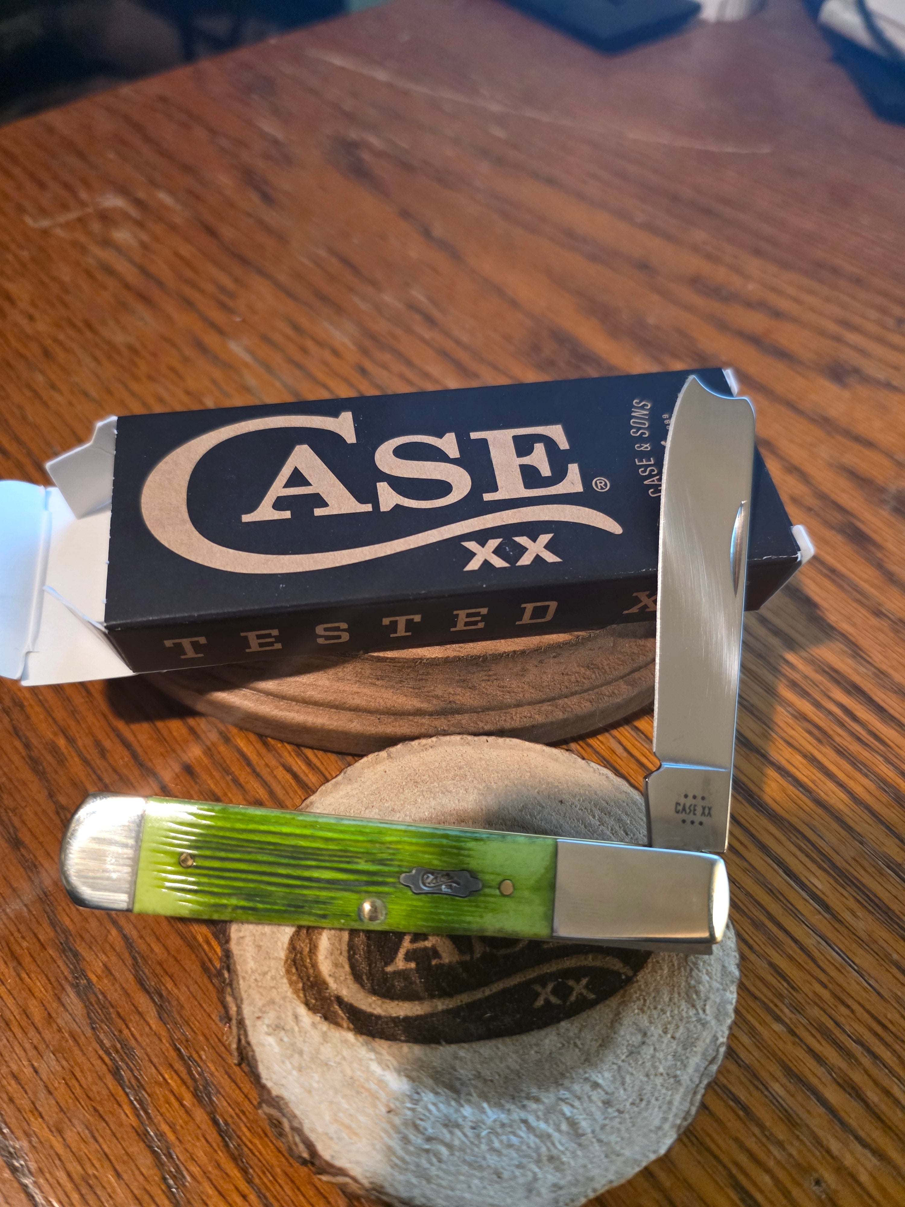Case Lime Green Bone Barnboard Razor -NIB