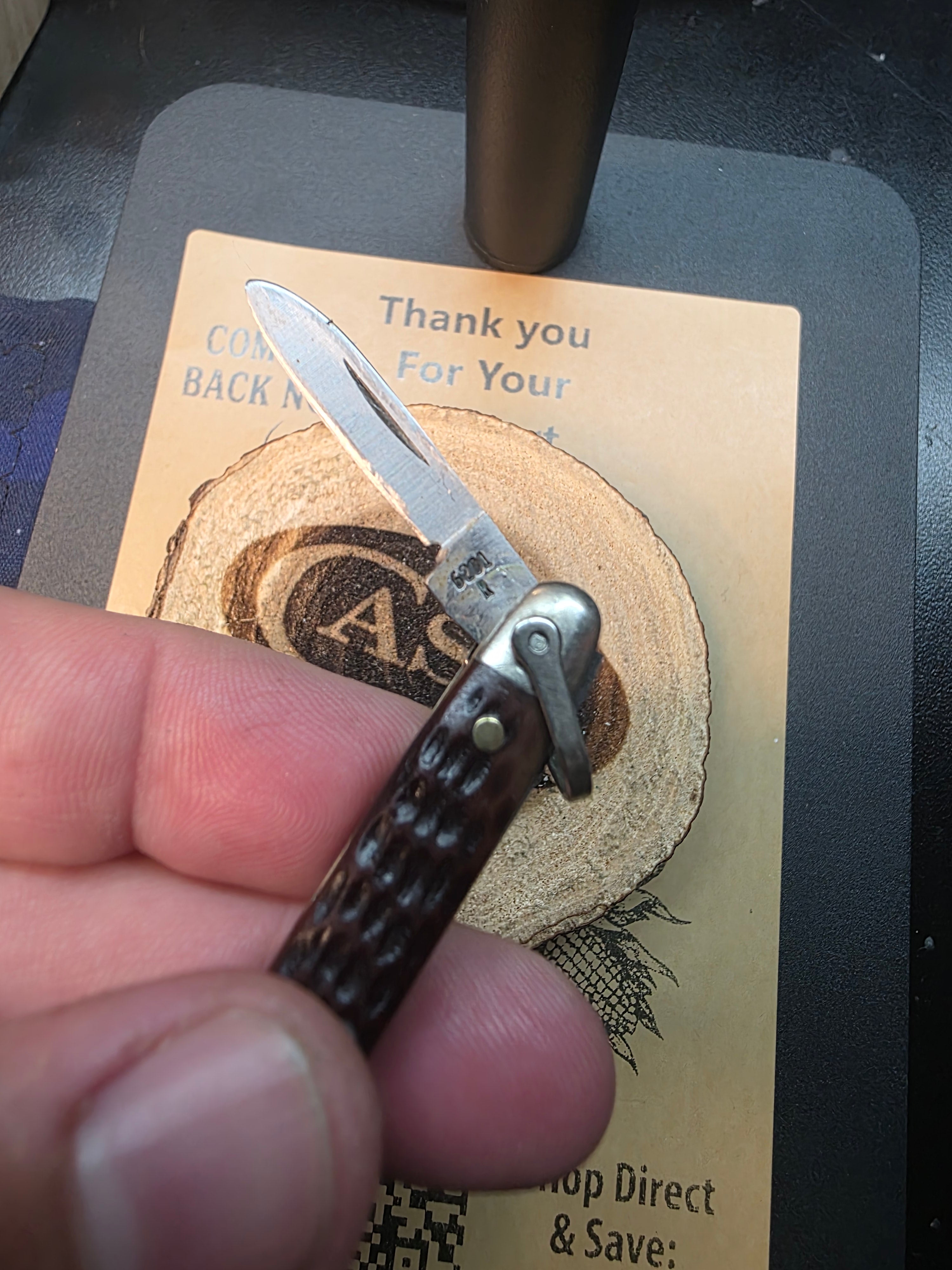 Case XX 1999 Jigged Brown Bone 6201 R Pocket Knife with Bail