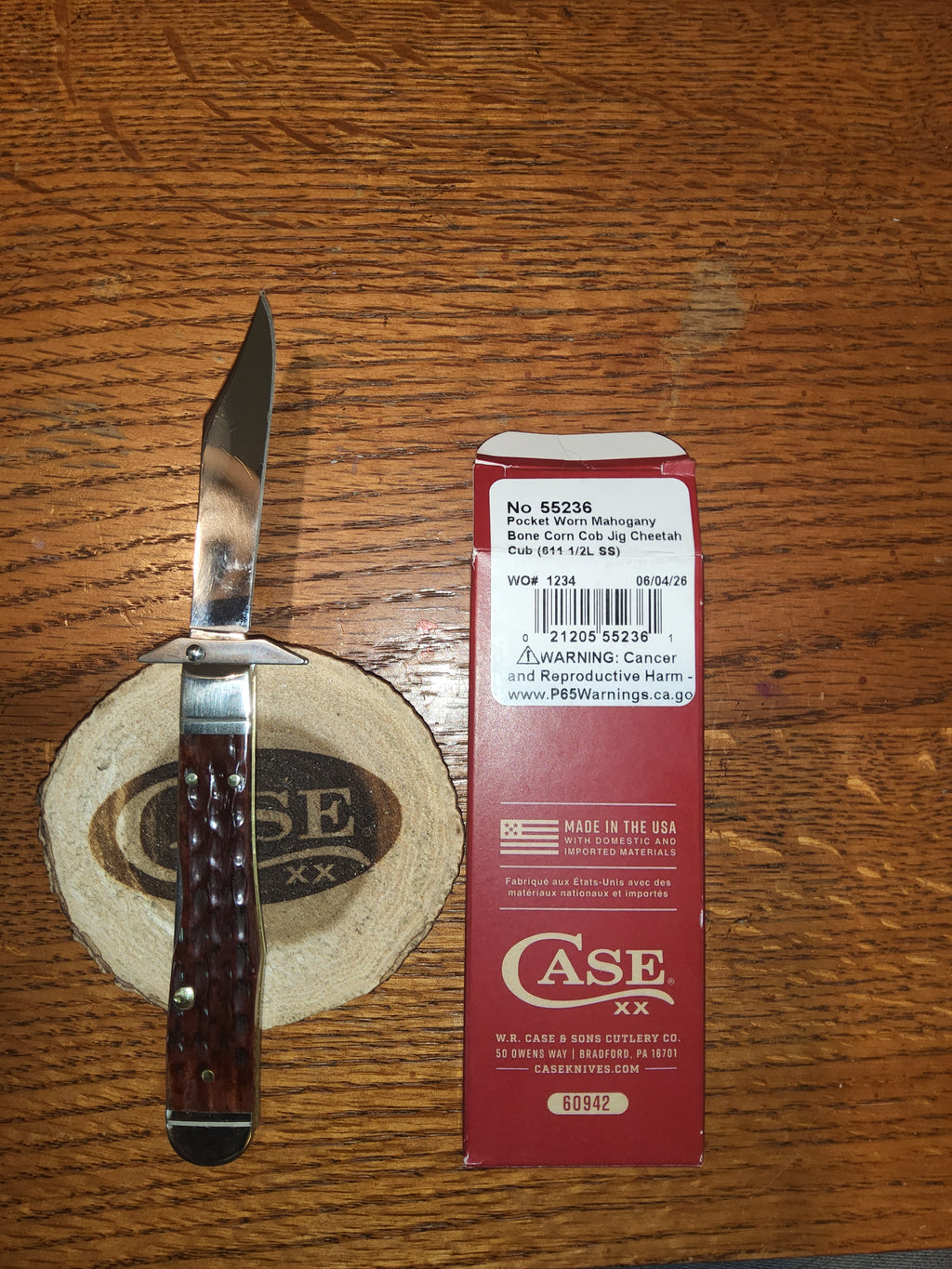 Case Cheetah Cub 55236 Pocket Worn Mahogany Bone Corn Cob Jig
