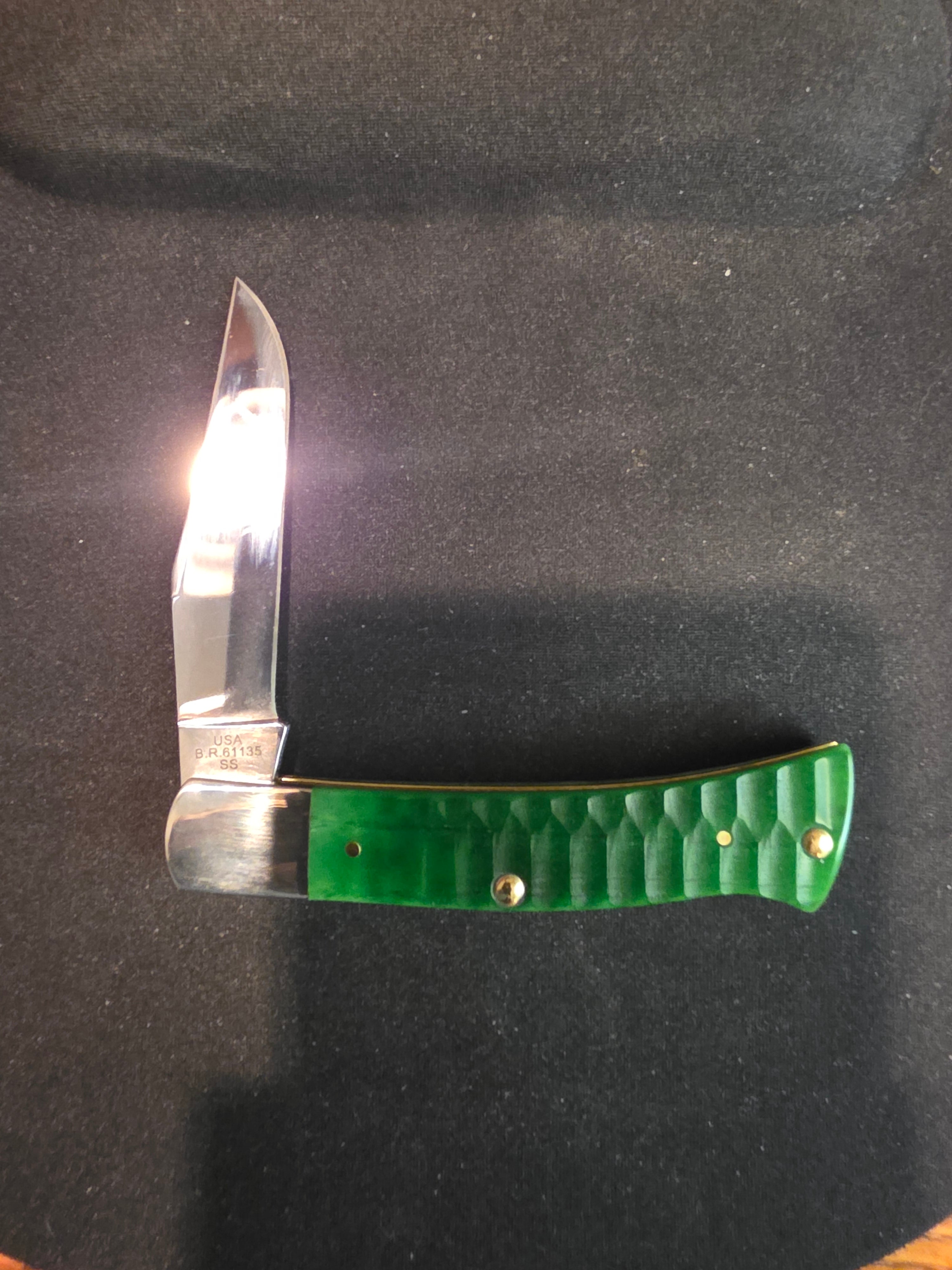 Case Axe Handle Gator Jigged Bright Green Bone 11445