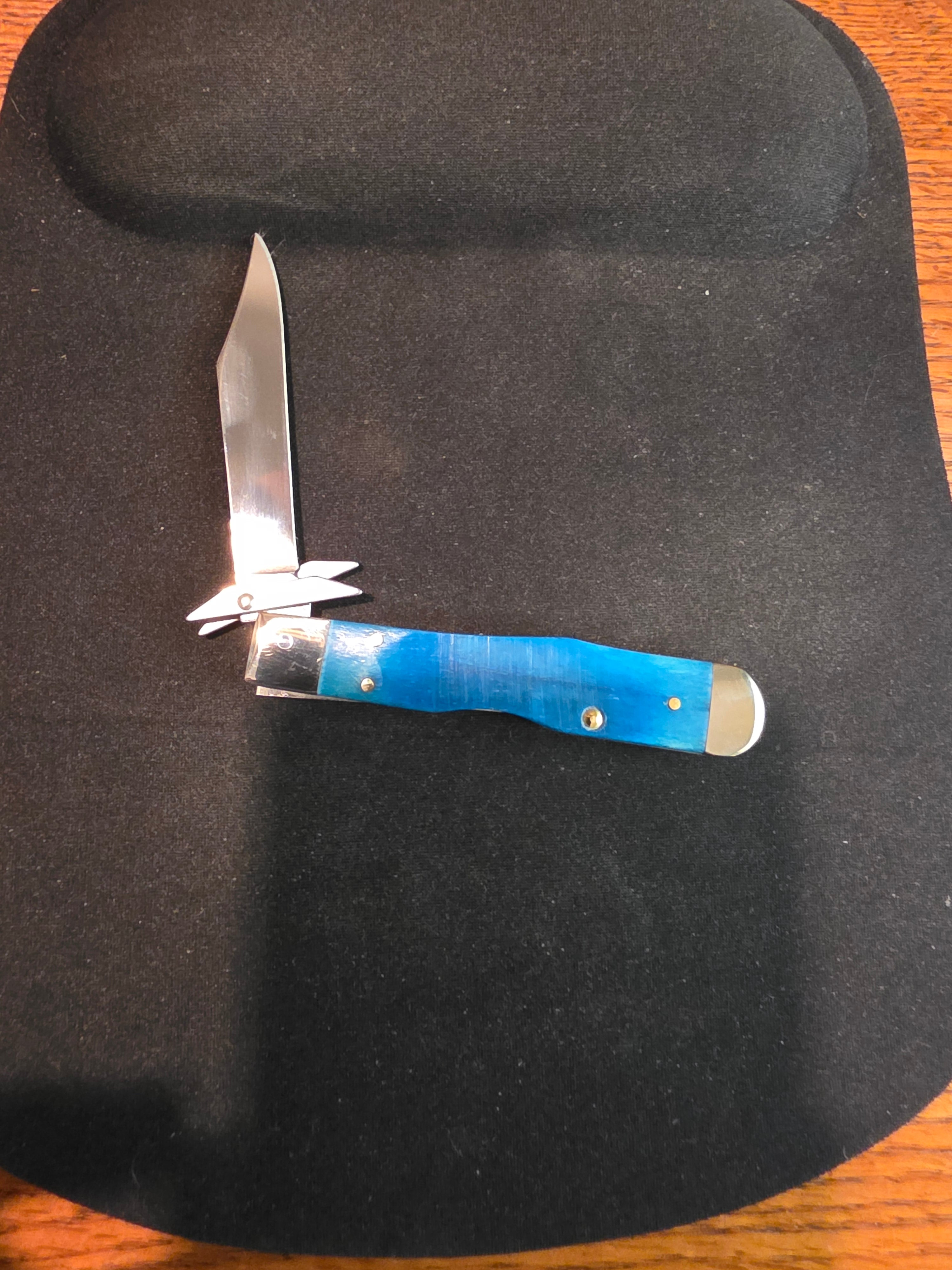 Case Cheetah Cub Sawcut Jigged Caribbean Blue Bone 25578
