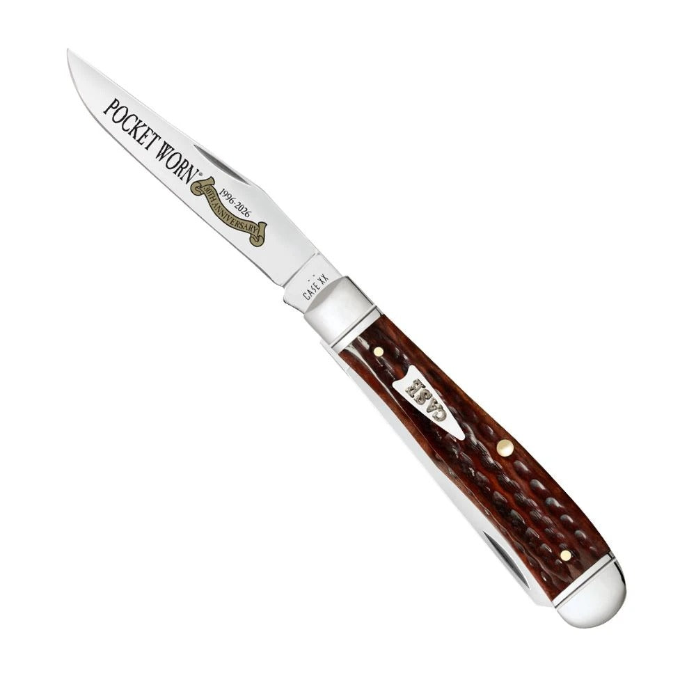 CASE 55230 POCKET WORN MAHOGANY BONE TRAPPER 3oth Anniversary