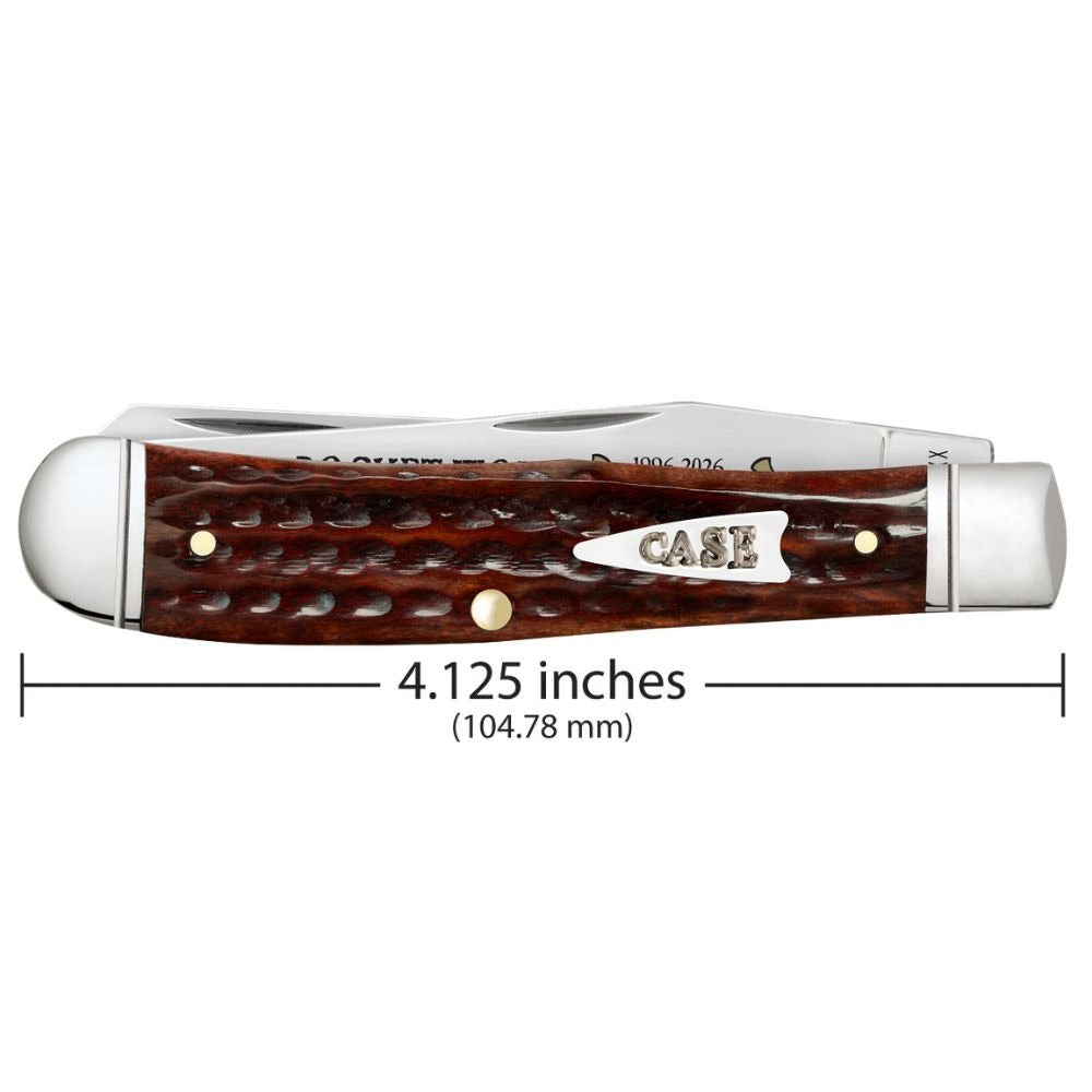 CASE 55230 POCKET WORN MAHOGANY BONE TRAPPER 3oth Anniversary