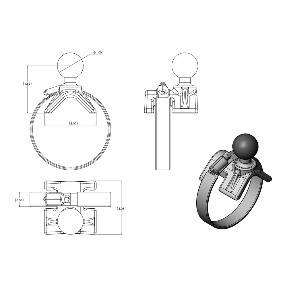RAM Mount Strap Mount wArm  Round Base RAMB108U