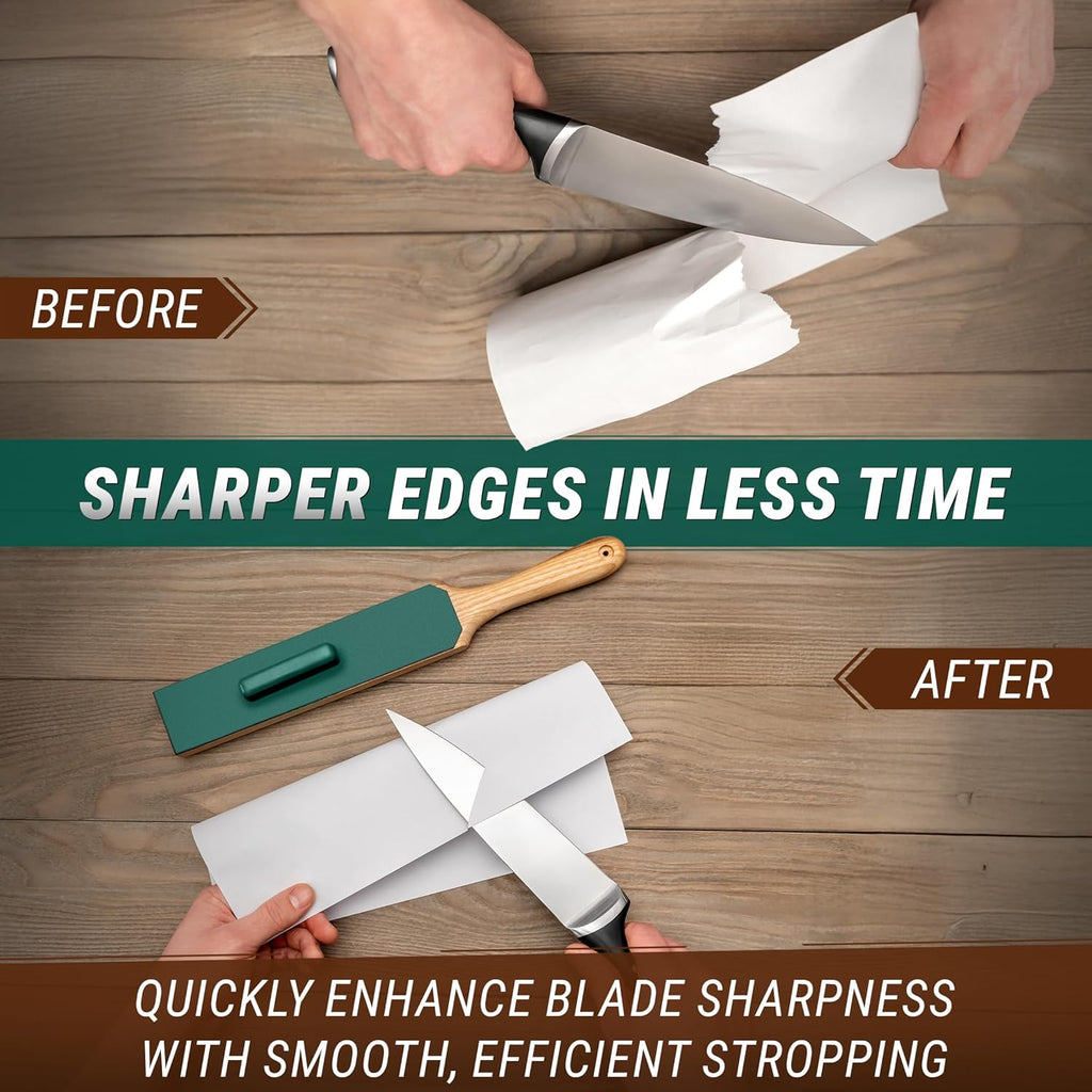 Leather Paddle Strop with Knife Comp