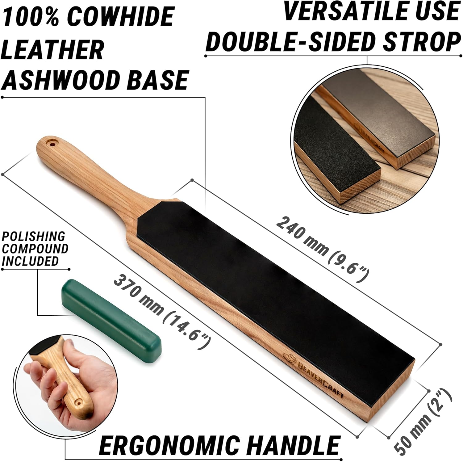 Leather Paddle Strop with Knife Comp