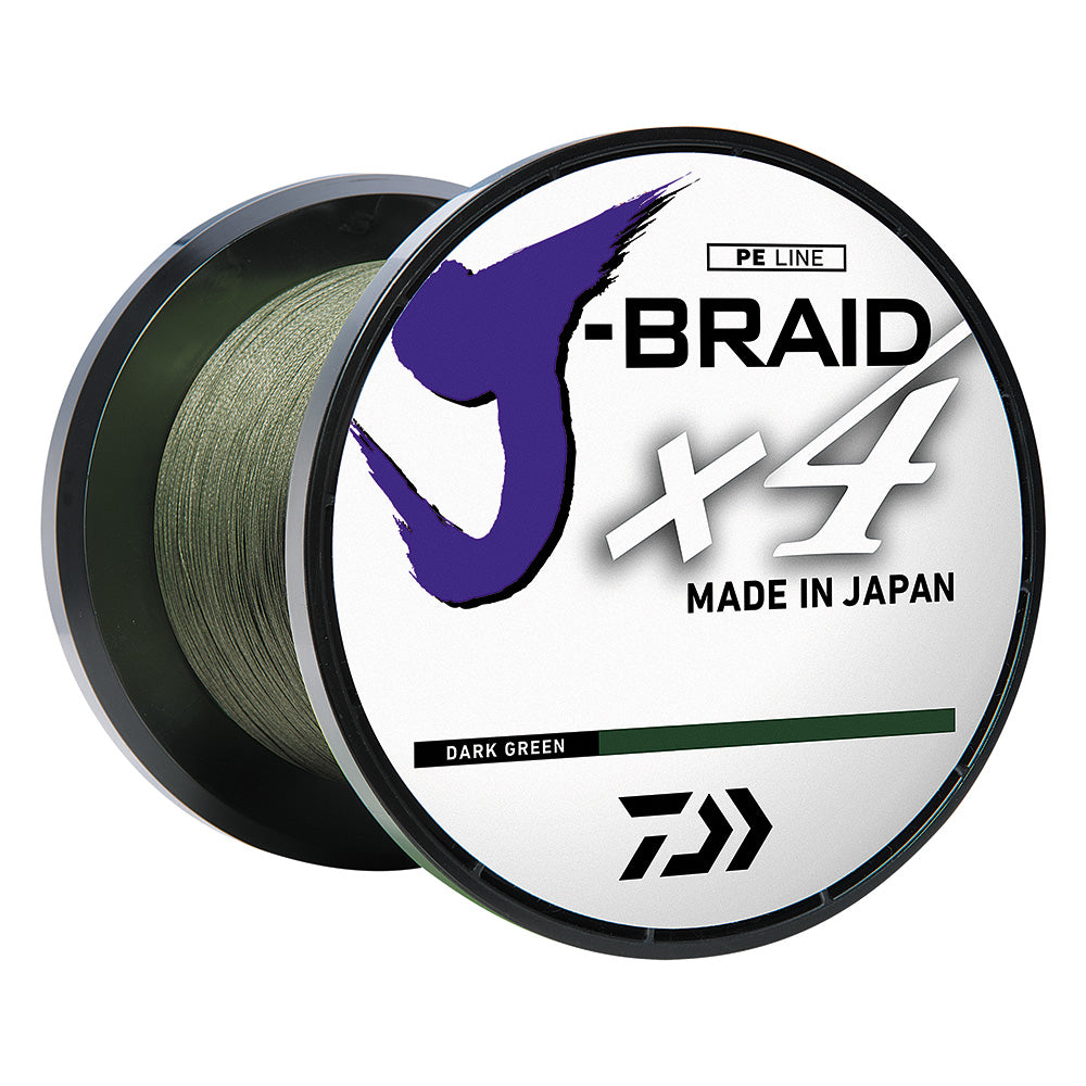 Daiwa JBRAID x4 Braided Line  15lb  300 yds  Dark Green JB4U15300DG