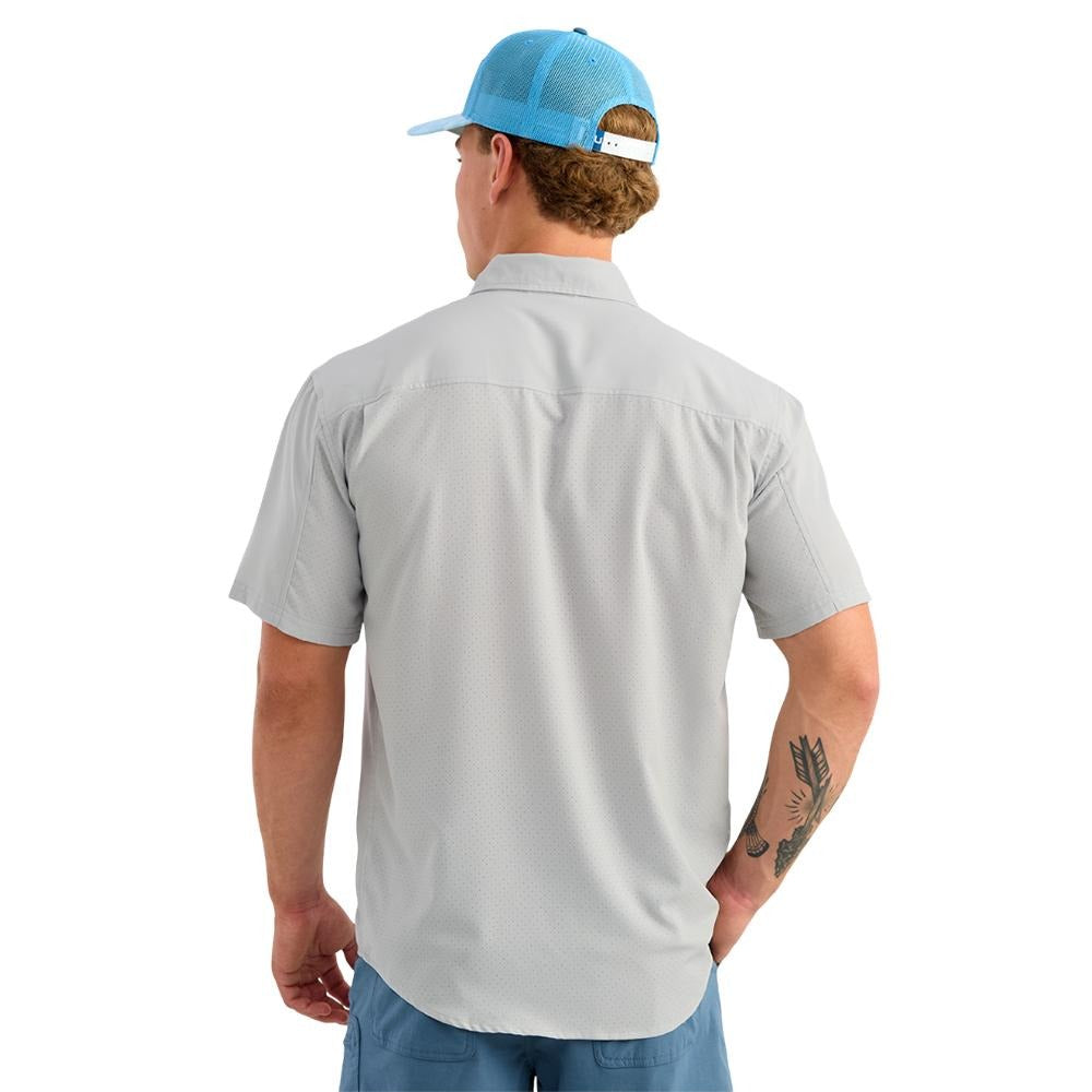 Huk Tide Point Short Sleeve Button Down Shirt Seagull XL