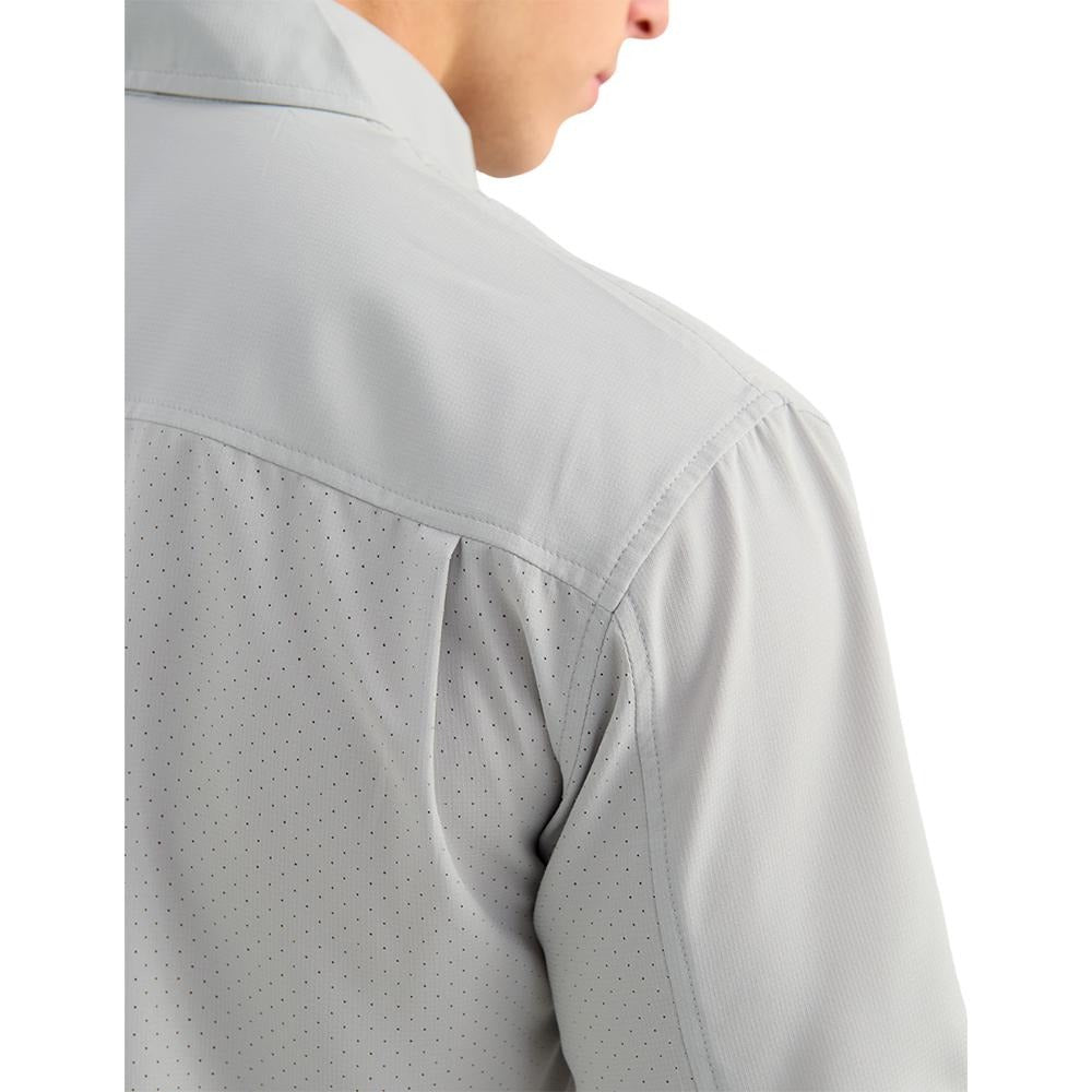 Huk Tide Point Short Sleeve Button Down Shirt Seagull XL