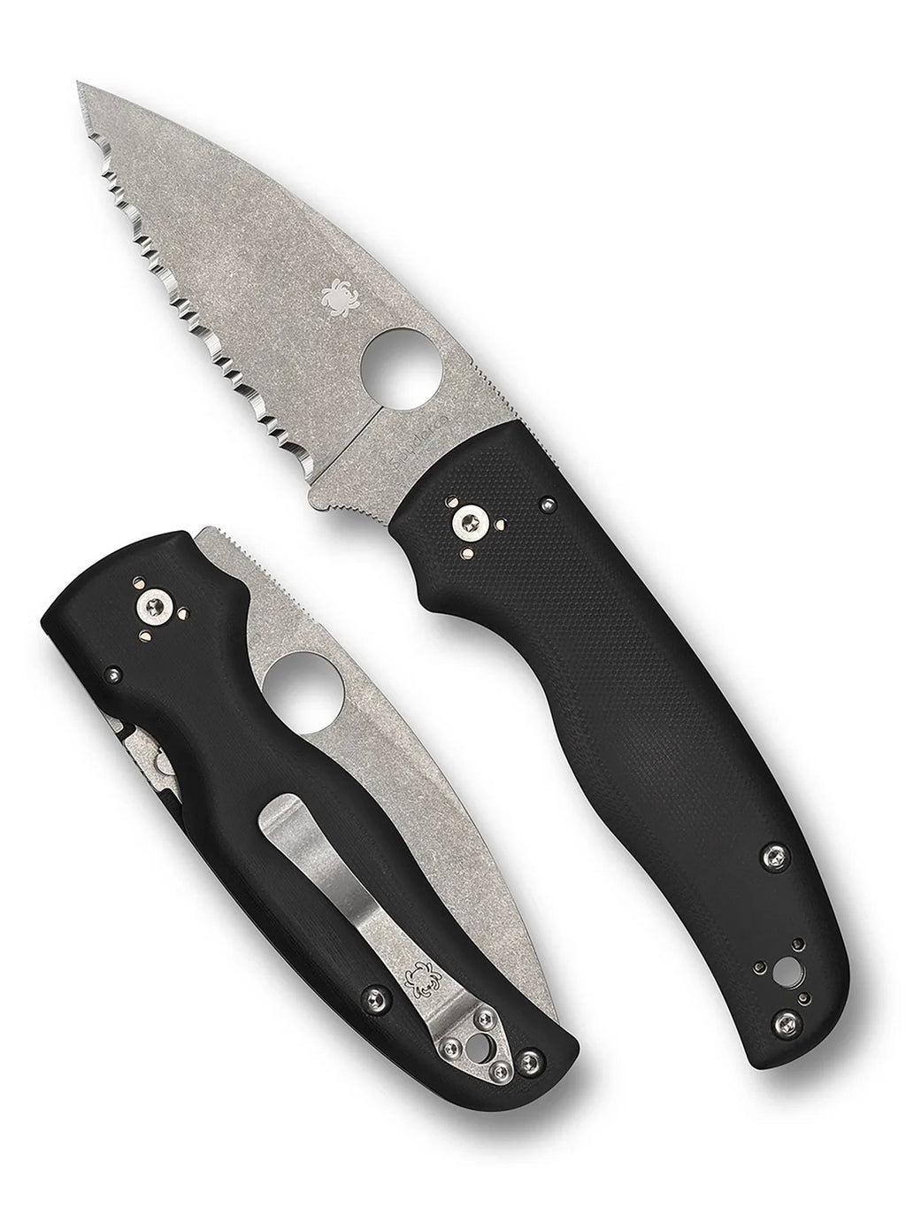 Spyderco C229GS Shaman 3.58" Folding Serrated Stonewashed CPM S30V SS/ Black Textured G10 Handle