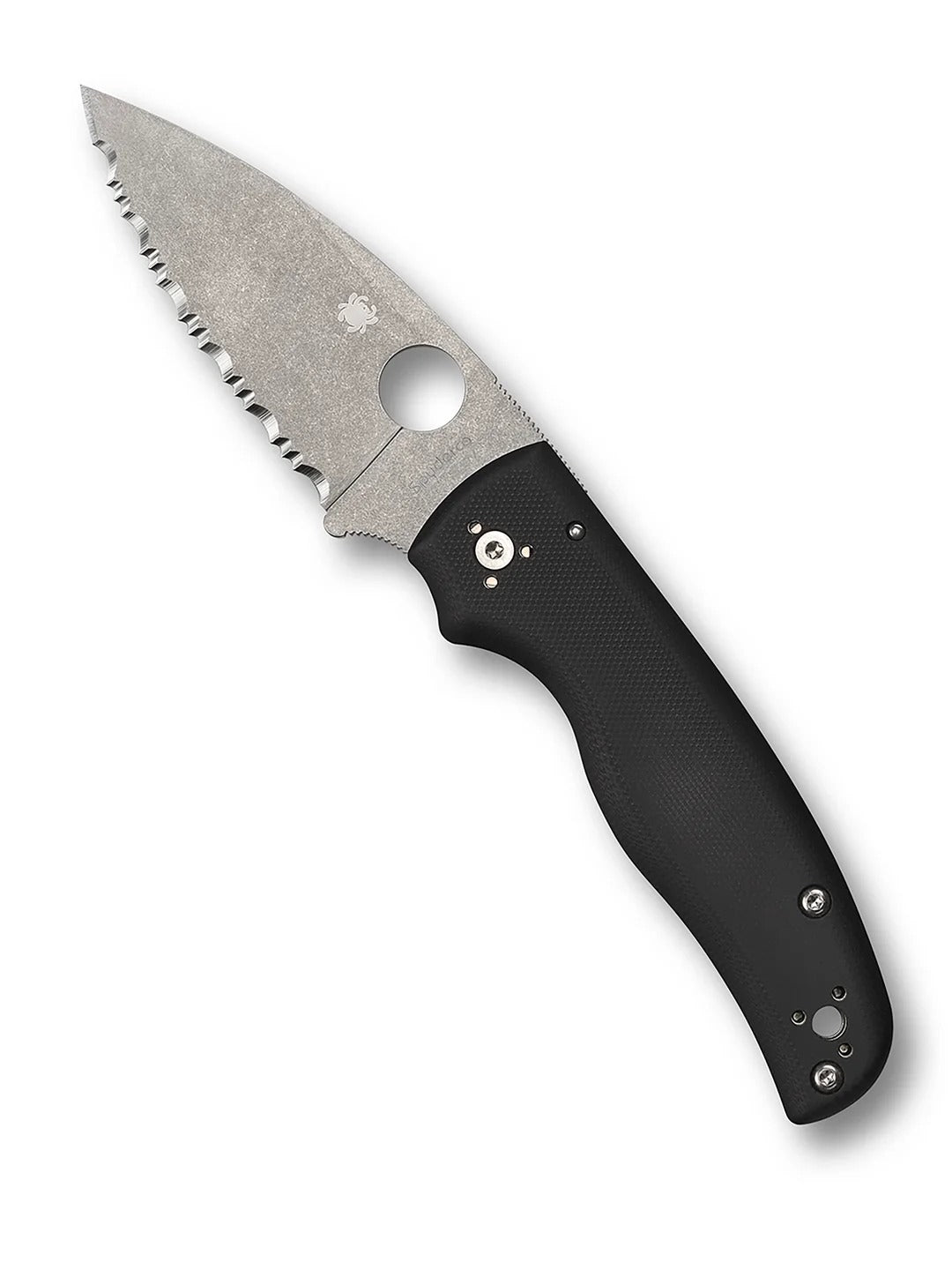 Spyderco C229GS Shaman 3.58" Folding Serrated Stonewashed CPM S30V SS/ Black Textured G10 Handle