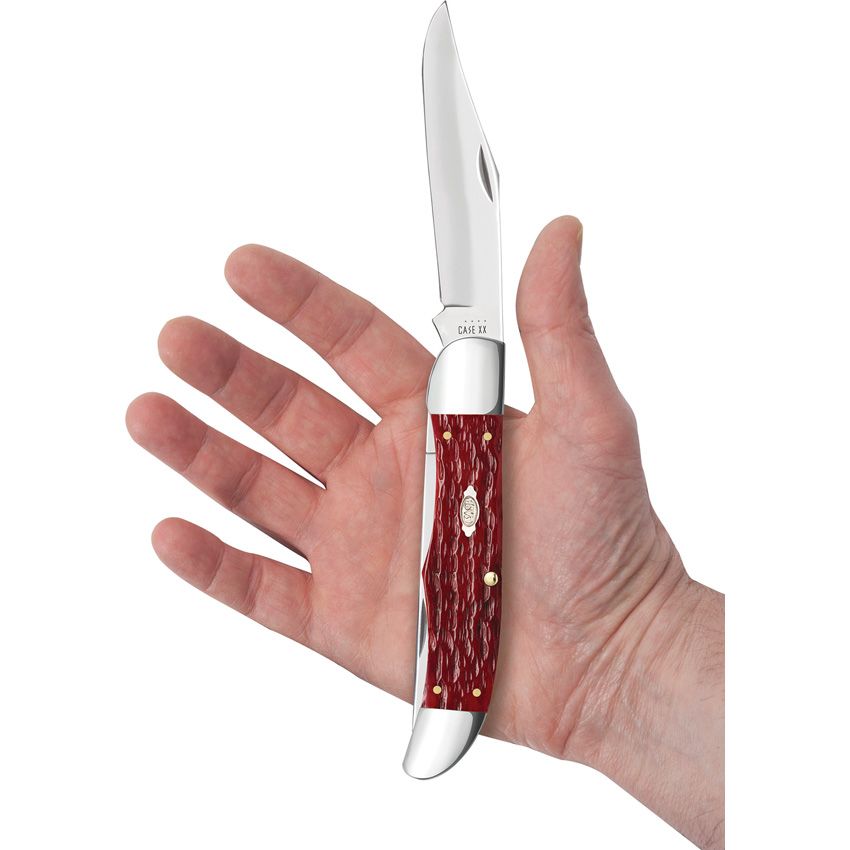 Case Cutlery Jigged Dymalux® Rosewood Folding Hunter with Leather Sheath