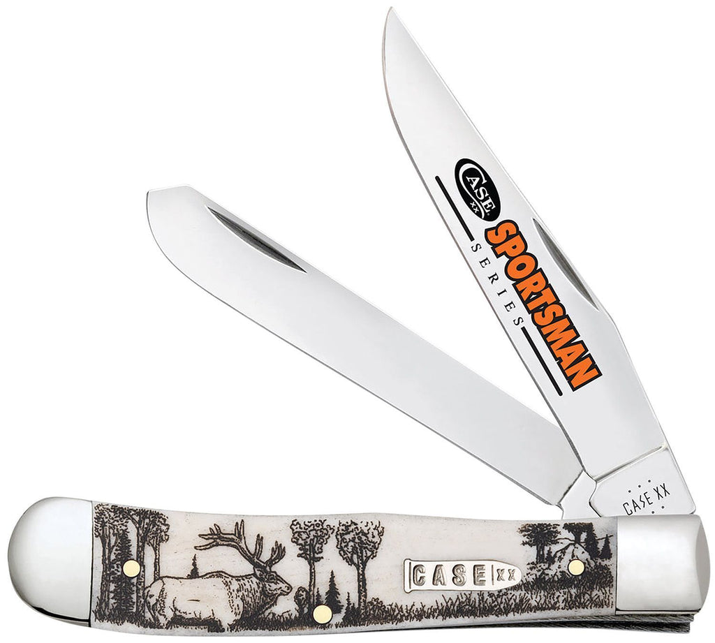 Case Elk Sportsman Trapper - Wildlife Engraved Traditional Folder