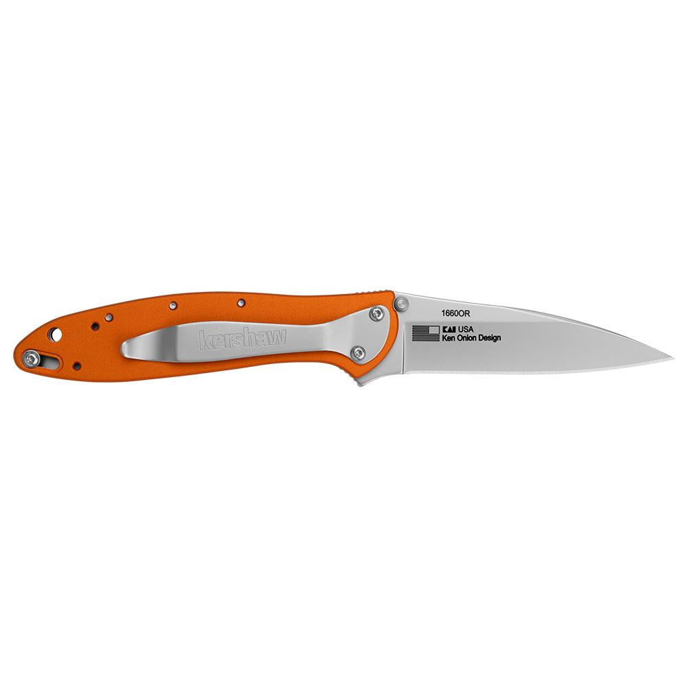 Kershaw Orange Leek Assisted Opening Knife (3" Stonewash)