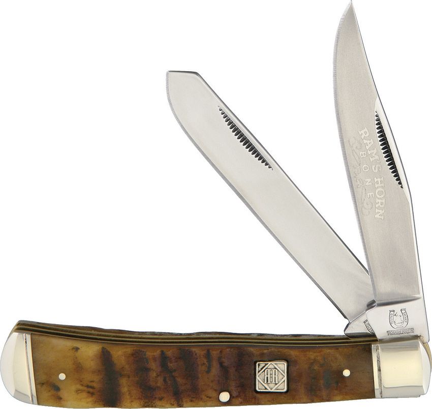 Rough Ryder Trapper Rams Horn Jigged Bone