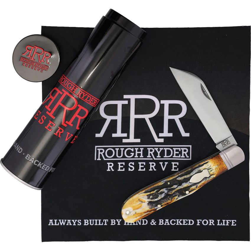 Rough Ryder Reserve Grandaddy Folder D2 Brown Jigged Bone RRR024CB