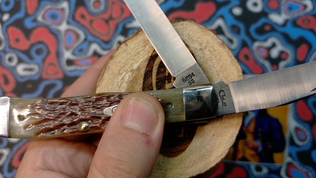 Vintage 1995 Case XX 6254 SS Trapper – Amber Jigged Bone- "Green Bone"