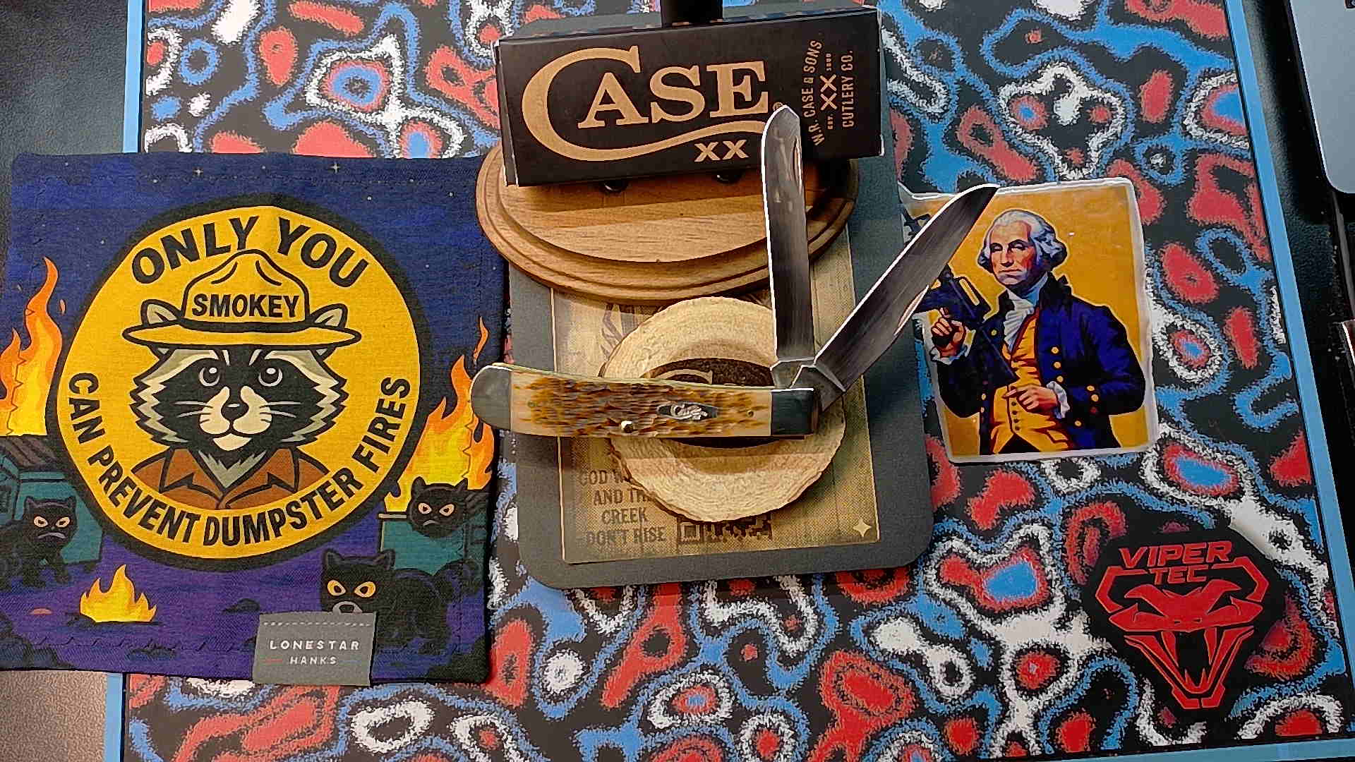 Case XX 06540 Trapper - Peach Seed Jigged Amber Bone - Stainless Steel with Pocket Clip (NIB)