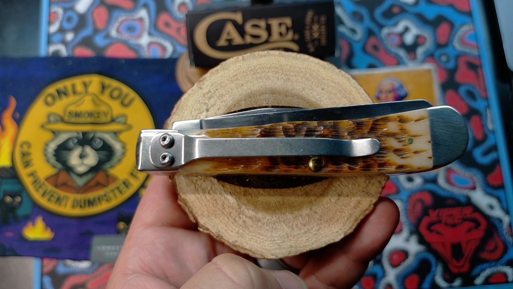 Case XX 06540 Trapper - Peach Seed Jigged Amber Bone - Stainless Steel with Pocket Clip (NIB)