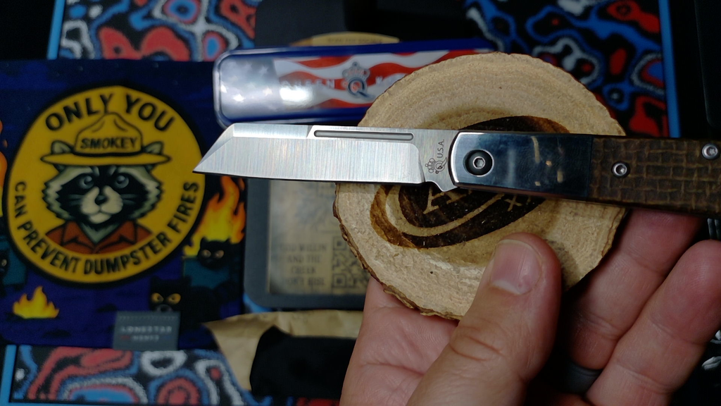 Queen City Cutlery QBM180 Large Barlow - Brown Burlap Micarta (NIB)