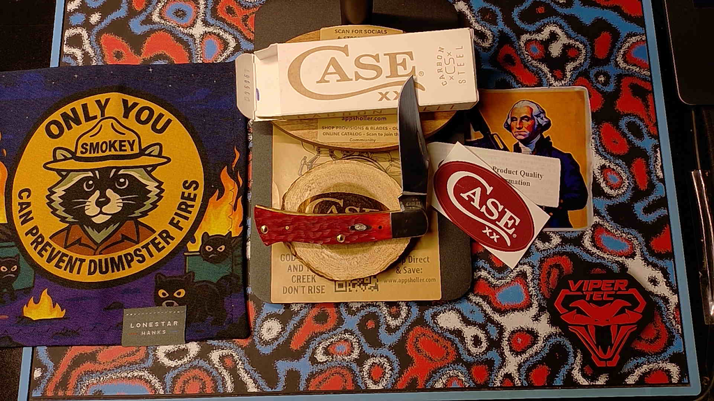 Case Knives Bill Ruple Axe Handle Dark Red Bone Folder (NIB)