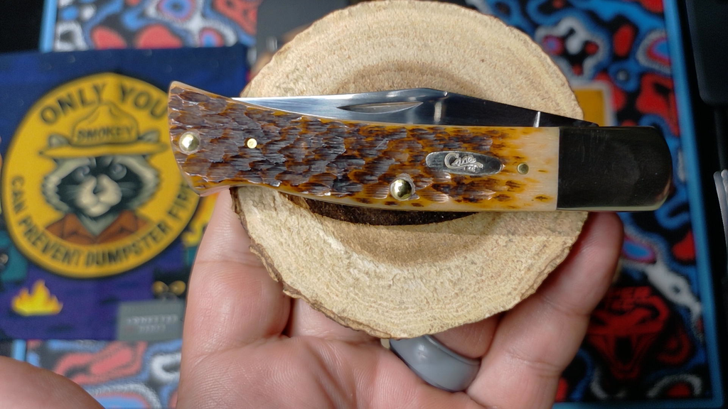 Case XX CA10799 Traditional Folder - Peach Seed Jigged Amber Bone (NIB)