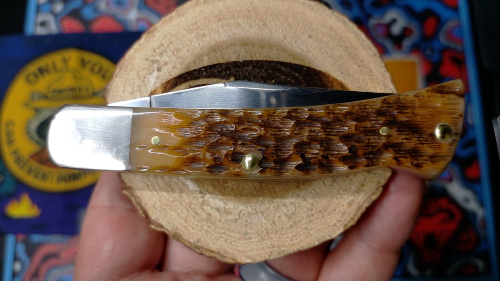 Case XX CA10799 Traditional Folder - Peach Seed Jigged Amber Bone (NIB)