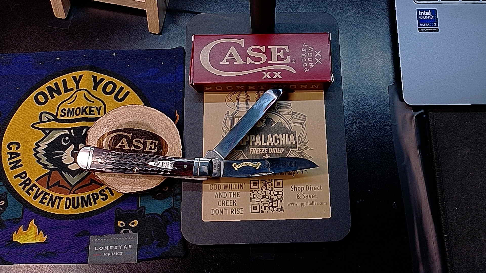 Case XX CA55230 30th Anniversary Trapper - Pocket Worn Mahogany Bone Fluted Folder