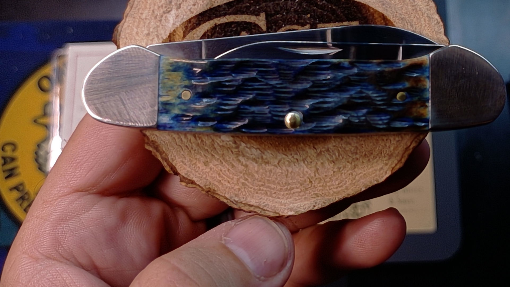 Case XX Blueberry Cobbler Bone Peach Seed Jig Canoe Pocket Knife - Limited Edition Serialized #28 of 320