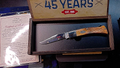 Case XX 45th Anniversary Collectors Club Axe Handle – Burnt Persimmon Bone with Wooden Presentation Box
