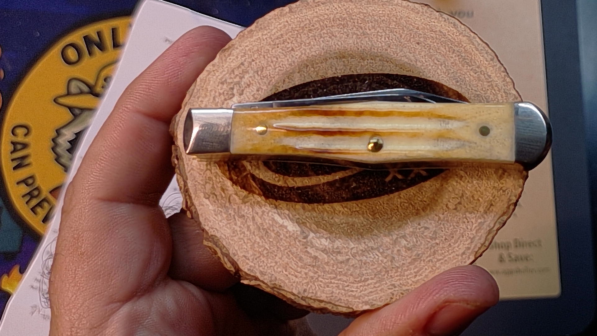 W.R. Case & Sons Burnt Natural Bone Small Swell Center Jack 25191 NIB