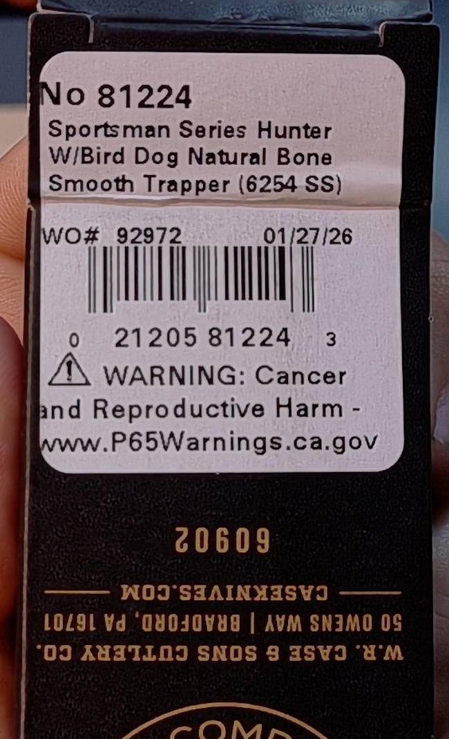 Case XX Sportsman Hunter Bird Dog Natural Bone Trapper #81224 USA