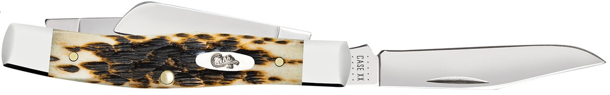 CASE 00079 AMBER BONE PEACH SEED JIG MEDIUM STOCKMAN