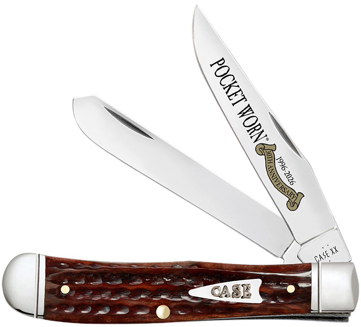 CASE 55230 POCKET WORN MAHOGANY BONE TRAPPER 3oth Anniversary