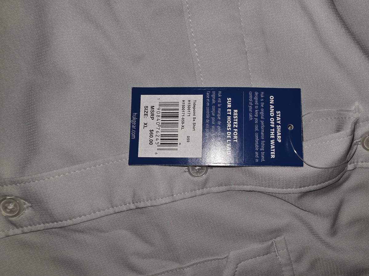 Huk Tide Point Short Sleeve Button Down Shirt Seagull XL