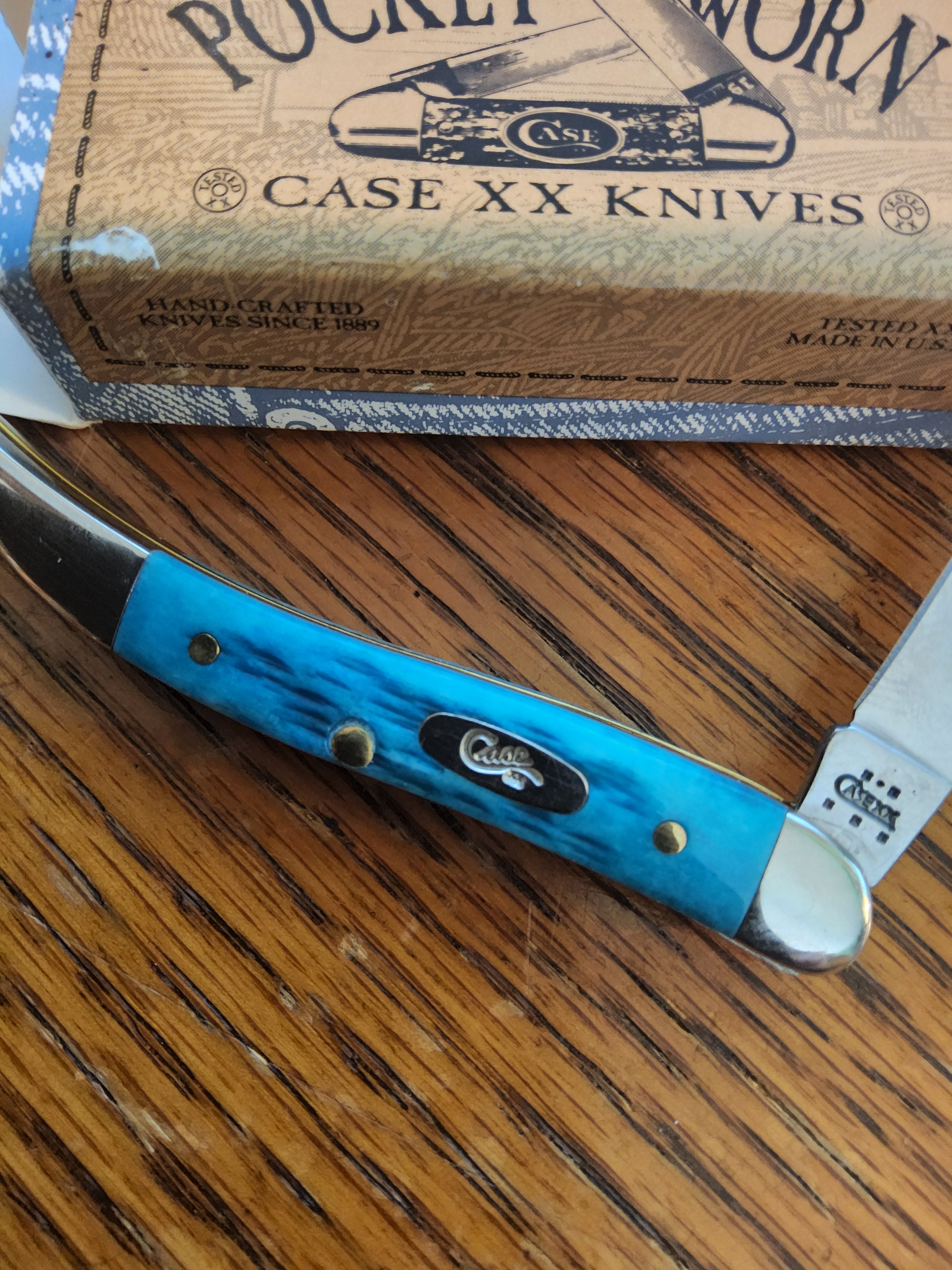 Case XX Pocket Worn® Caribbean Blue Bone Medium Texas Toothpick (05077) - NIB