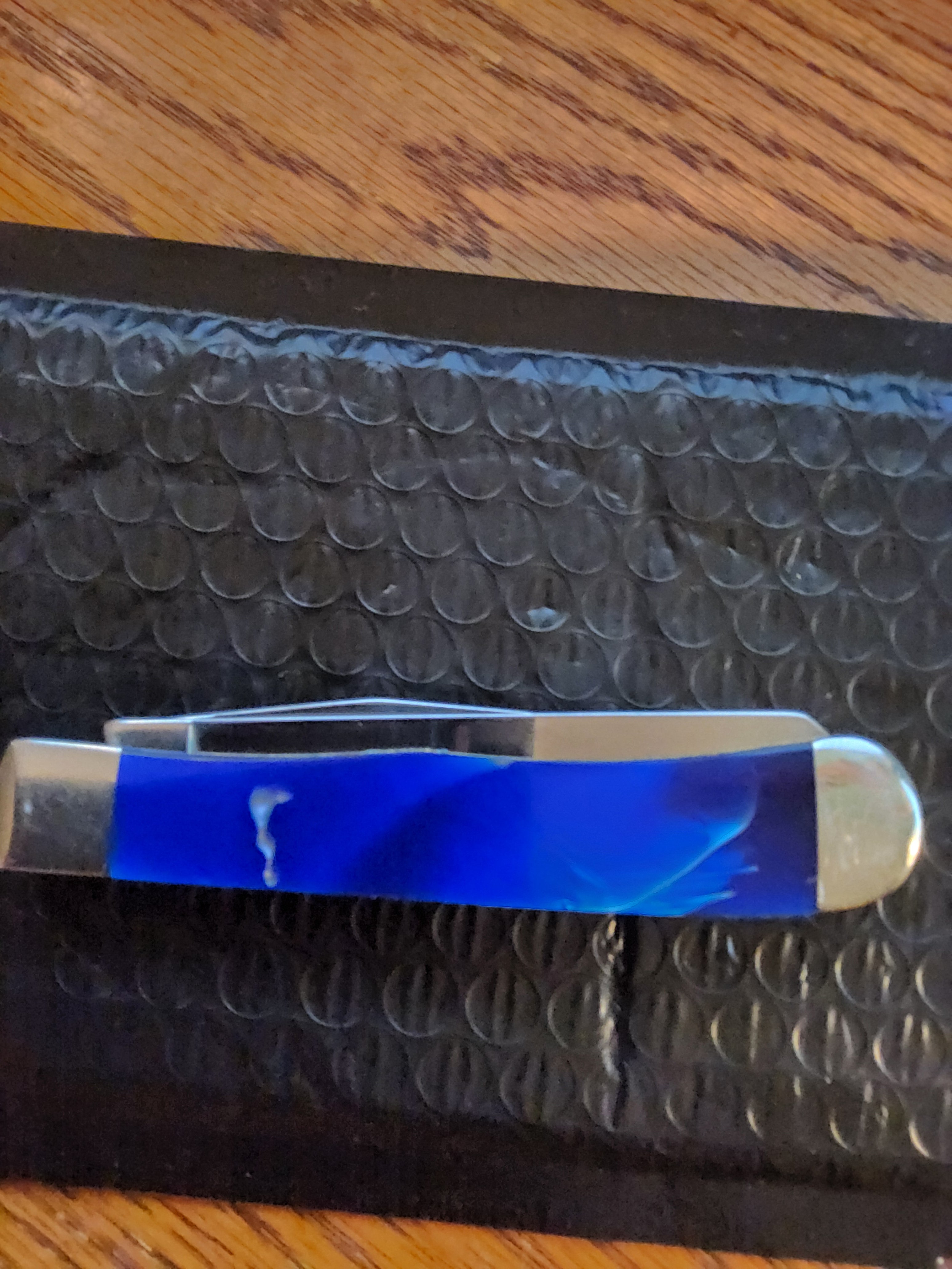 Case XX 1999 "One Dot" Blue & White Swirl Trapper (3254 SS)- Deep Cobalt Swirl
