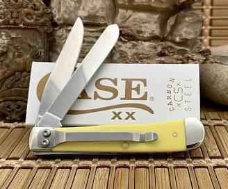 Case XX 30114 Trapper - Smooth Yellow Synthetic - 1095 Carbon Steel with Pocket Clip (NIB)