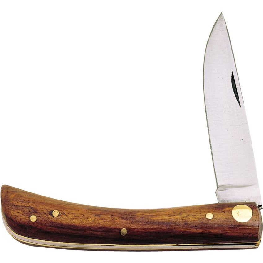 Pocket knife with wooden handle on a white background